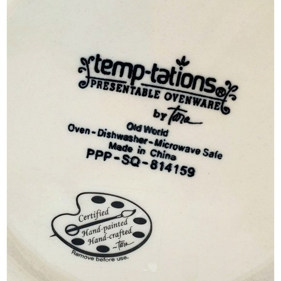 NEW Temptations Utensil Holder Crock Old World Blue Hand Painted Brochure - Picture 9 of 9